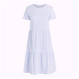 JCrew Periwinkle Blue Short Sleeve Ruffle Tiered Dress Sz S